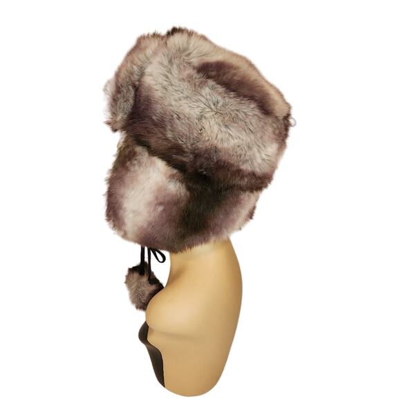NEW Vintage Jacklyn Smith Trapper Hat O/S Faux Fur Gray & White Winter Cozy Warm - Picture 4 of 8